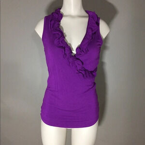 IZ Byer Purple Ruffled Cross Over Sleeveless Top S